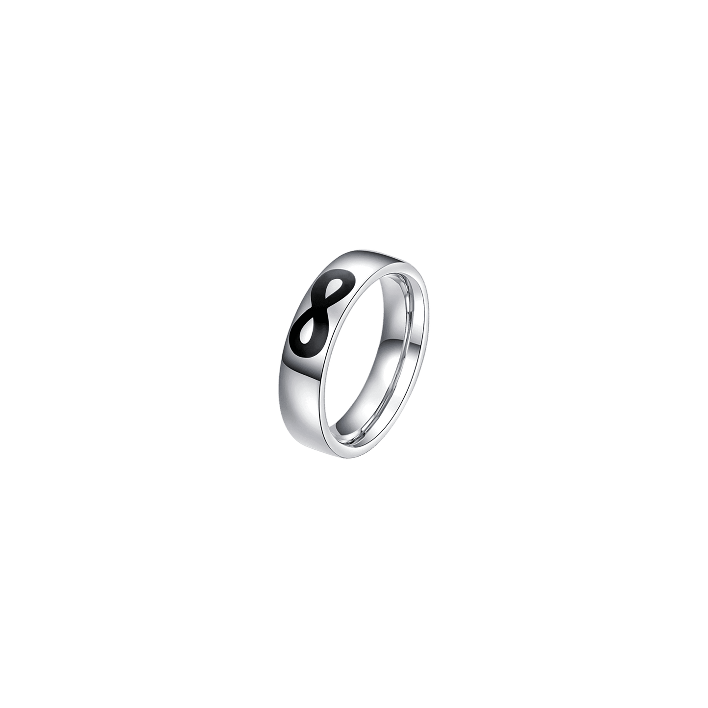 WOMAN'S AND MAN'S RING IN STEEL WITH INFINITE IN BLACK ENAMEL Luca Barra