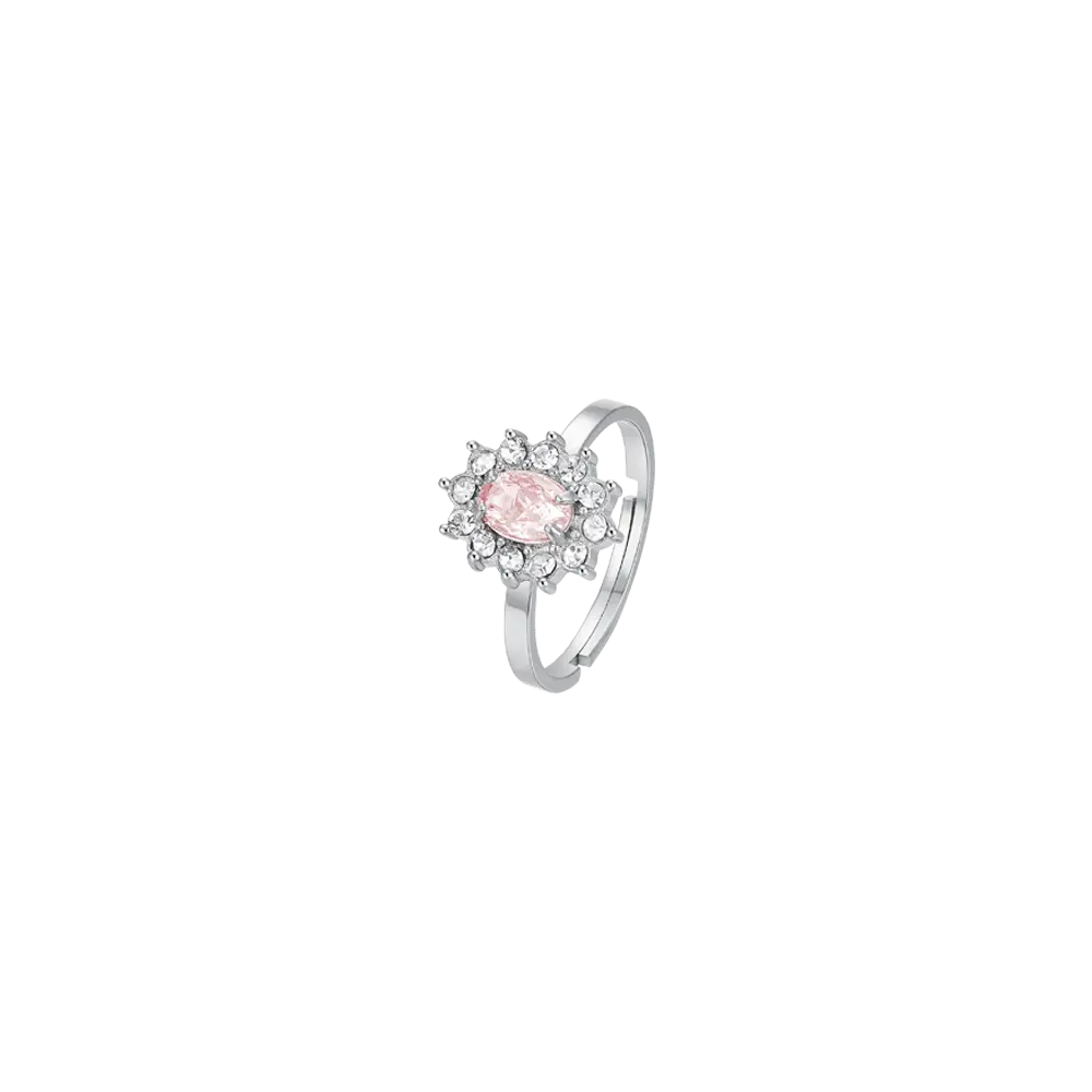 ANELLO DONNA IN ACCIAIO CRISTALLI E ZIRCONE ROSA Luca Barra