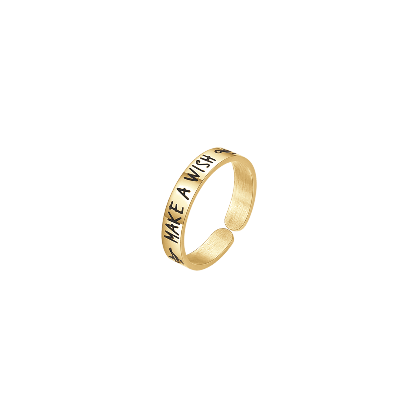 WOMEN'S GOLD STEEL RING MAKE A WISH