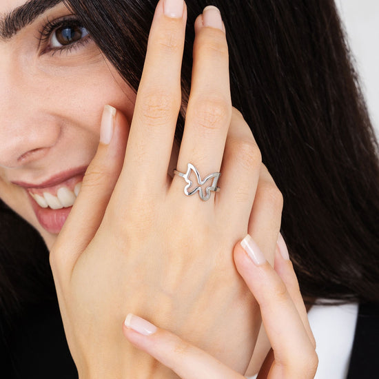 WOMAN STEEL RING WITH BUTTERFLY