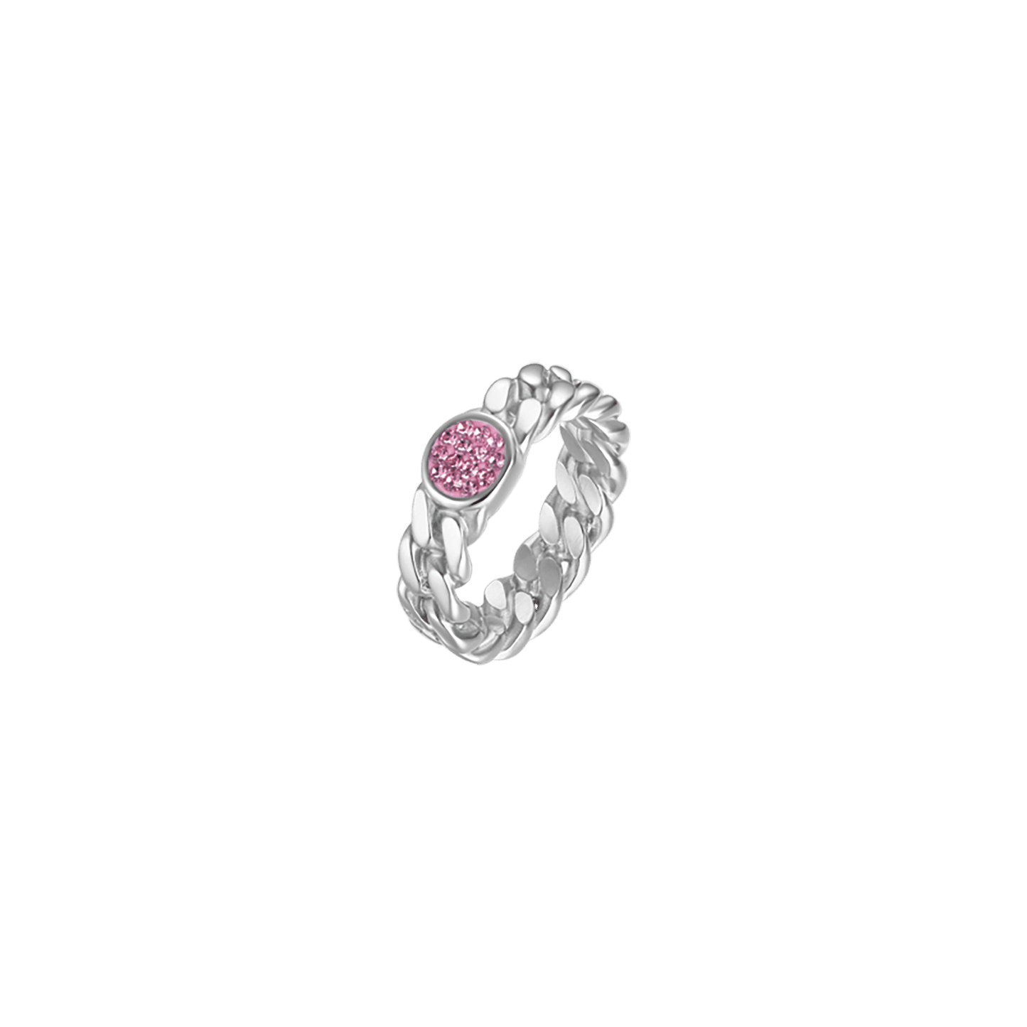 WOMEN'S STEEL RING WITH PINK CRYSTAL