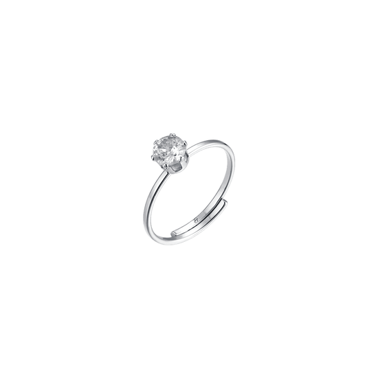 WOMEN'S STEEL SOLITAIRE RING WITH WHITE CRYSTAL