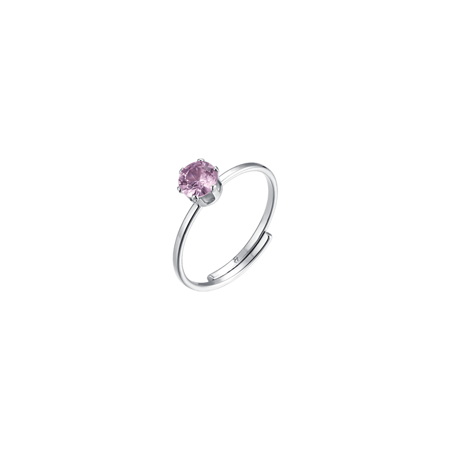 WOMEN'S STEEL SOLITAIRE RING WITH PINK CRYSTAL