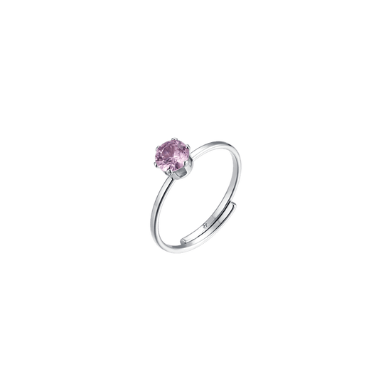 WOMEN'S STEEL SOLITAIRE RING WITH PINK CRYSTAL