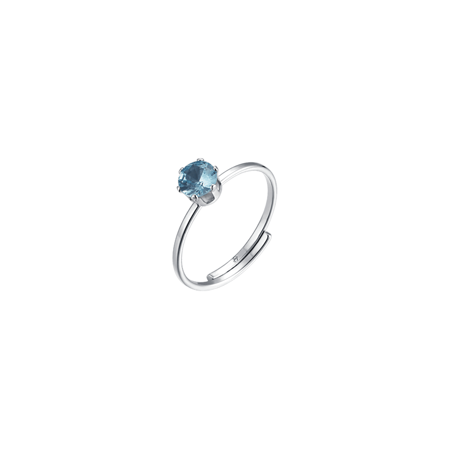 WOMEN'S STEEL SOLITAIRE RING WITH BLUE CRYSTAL