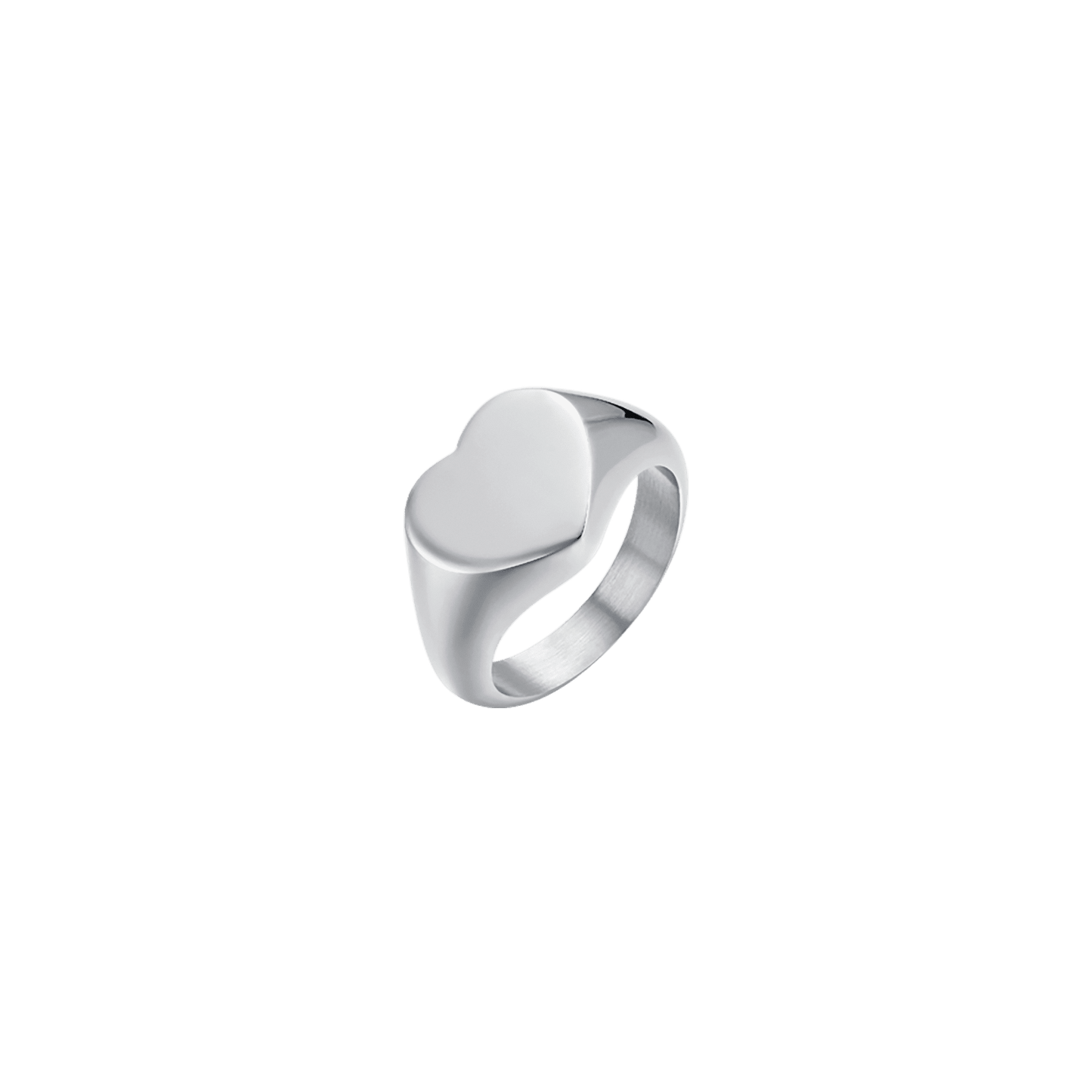 WOMEN'S STEEL SIGNET RING WITH HEART