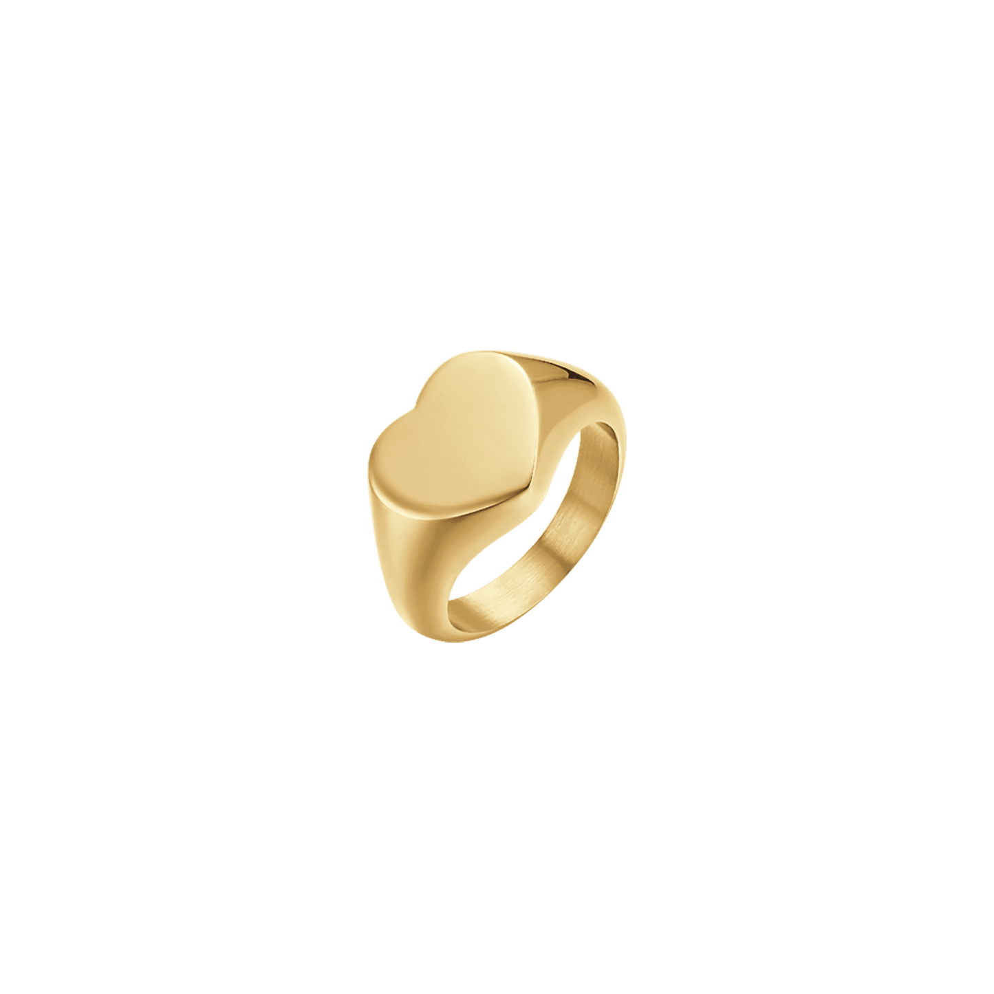 WOMEN'S IP GOLD STEEL SIGNET RING WITH HEART