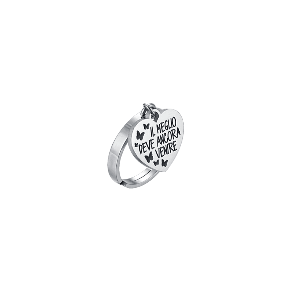 STEEL WOMEN'S RING THE BEST IS YET TO COME WITH HEART