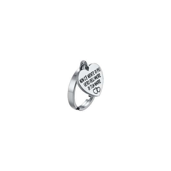 WOMAN'S RING IN STEEL THERE IS NOTHING TRUEER THAN YOUR MOTHER'S LOVE Luca Barra