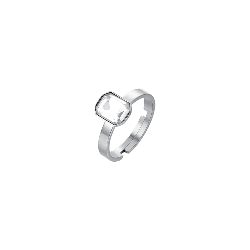 WOMEN'S STEEL RING WITH WHITE CRYSTAL