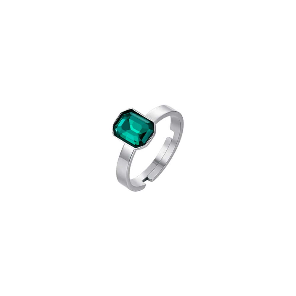 WOMEN'S STEEL RING WITH GREEN CRYSTAL