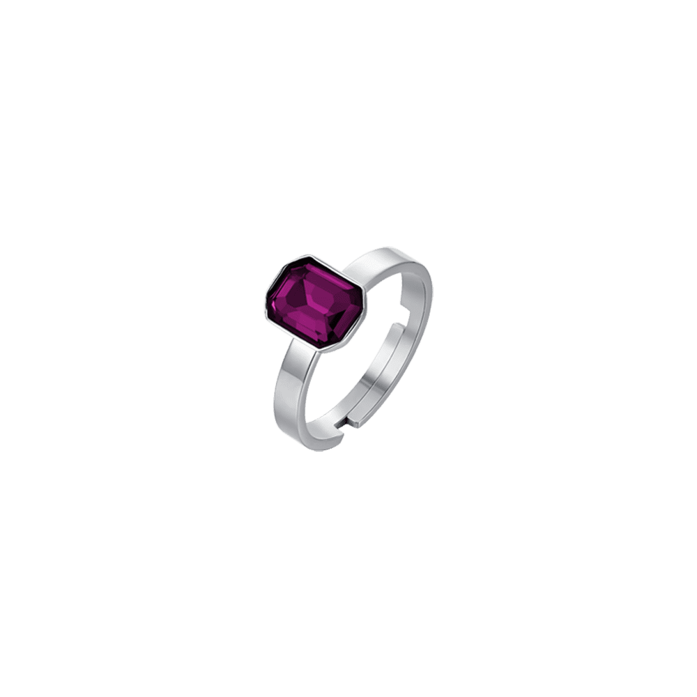 WOMAN'S RING IN STEEL WITH FUCHSIA CRYSTALS Luca Barra