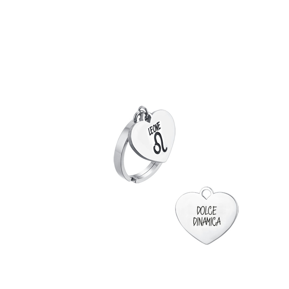 STEEL WOMEN'S ZODIAC SIGN LEO RING WITH HEART