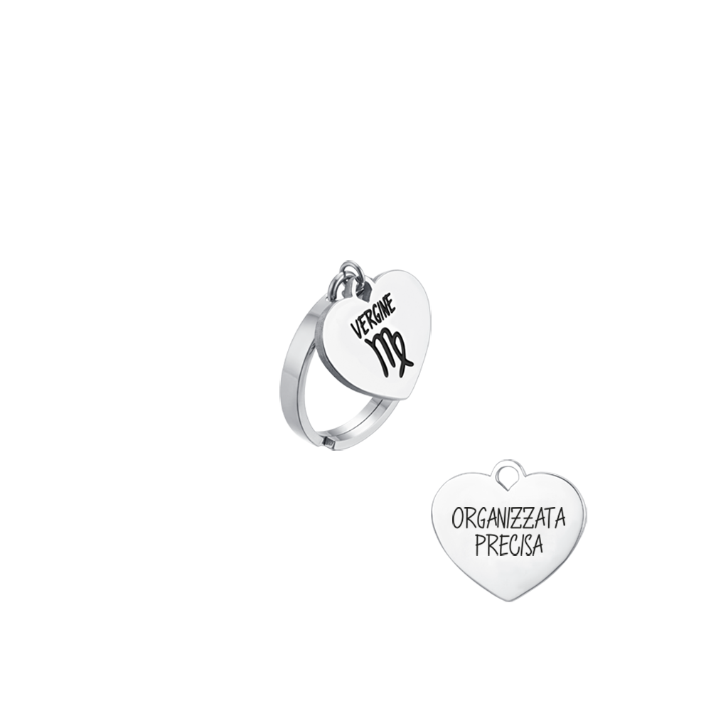 VIRGIN ZODIAC SIGN STEEL WOMEN'S RING WITH HEART