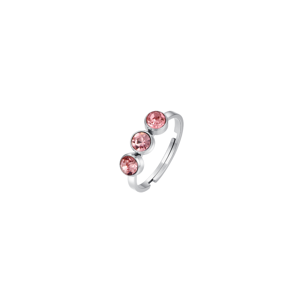 WOMAN'S RING IN STEEL PINK CRYSTALS Luca Barra