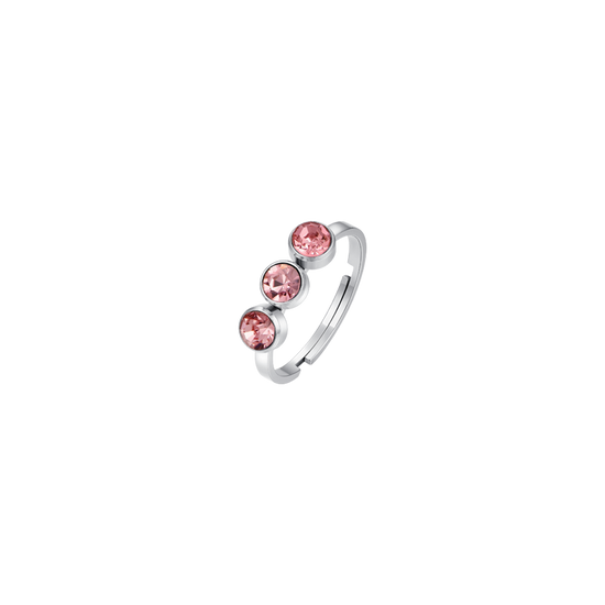 WOMAN'S RING IN STEEL PINK CRYSTALS Luca Barra