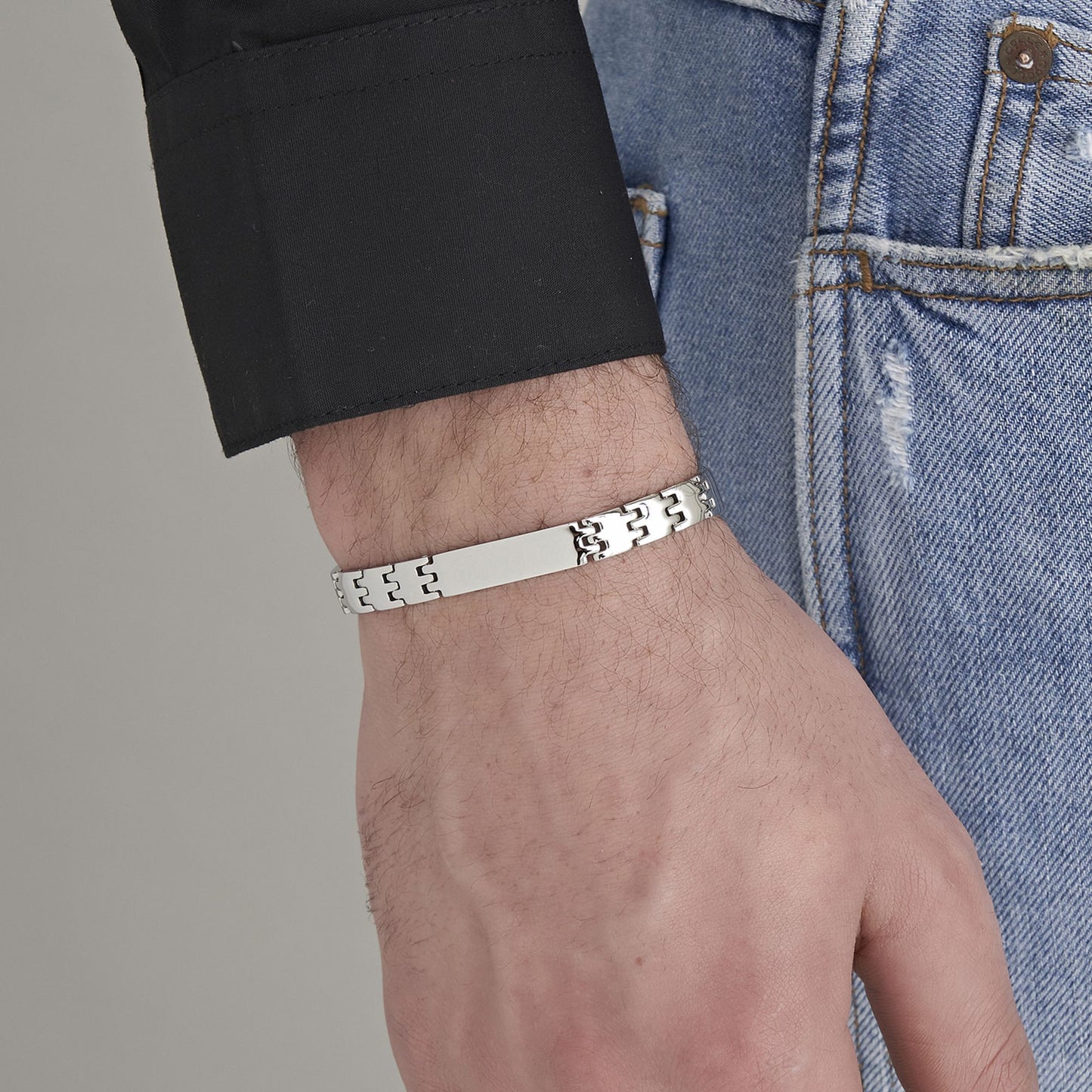 WIDE LINK STEEL MEN'S BRACELET