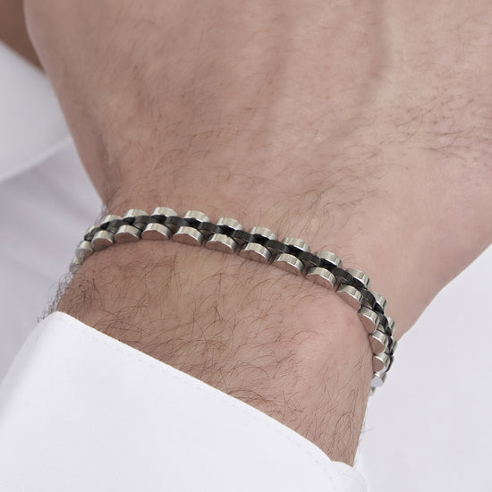 BLACK IP DETAIL STEEL MEN'S BRACELET