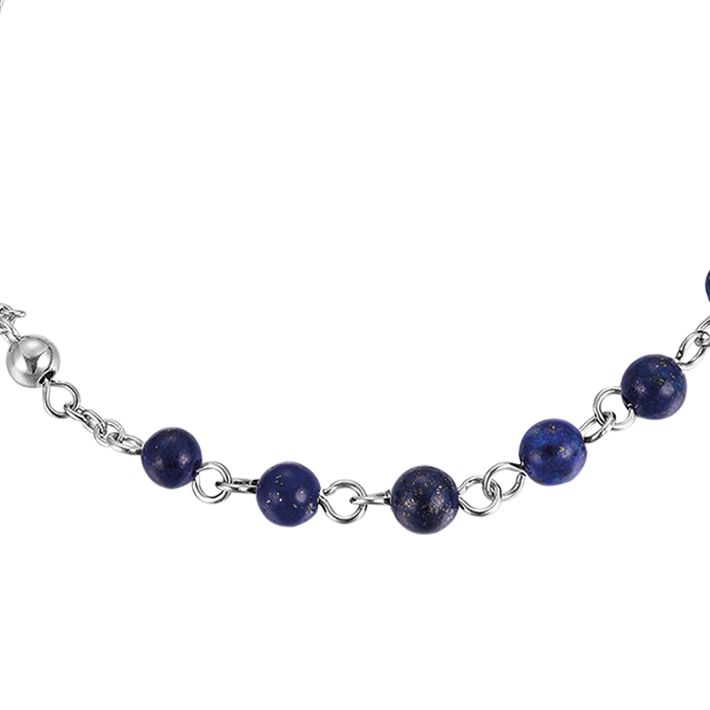 MEN'S STEEL ROSARY BRACELET WITH LAPIS STONES