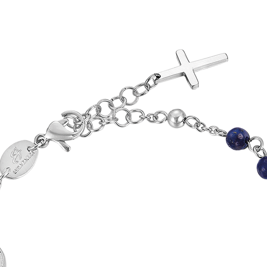 MEN'S STEEL ROSARY BRACELET WITH LAPIS STONES