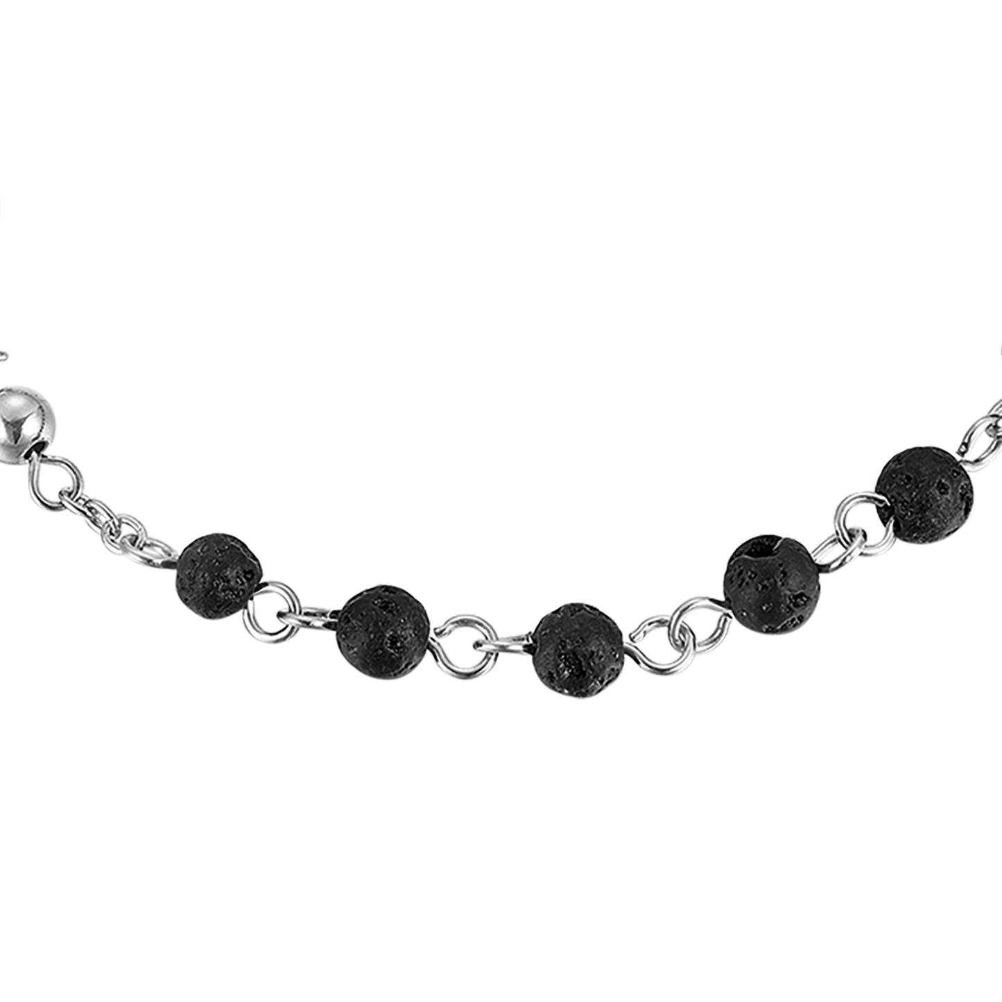 MEN'S STEEL ROSARY BRACELET WITH LAVA STONE