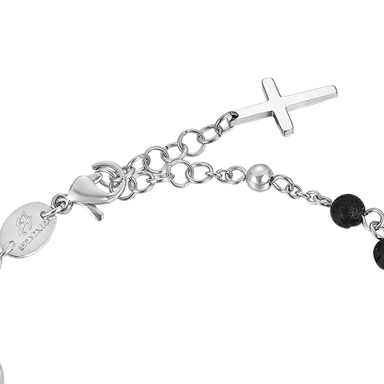 MEN'S STEEL ROSARY BRACELET WITH LAVA STONE