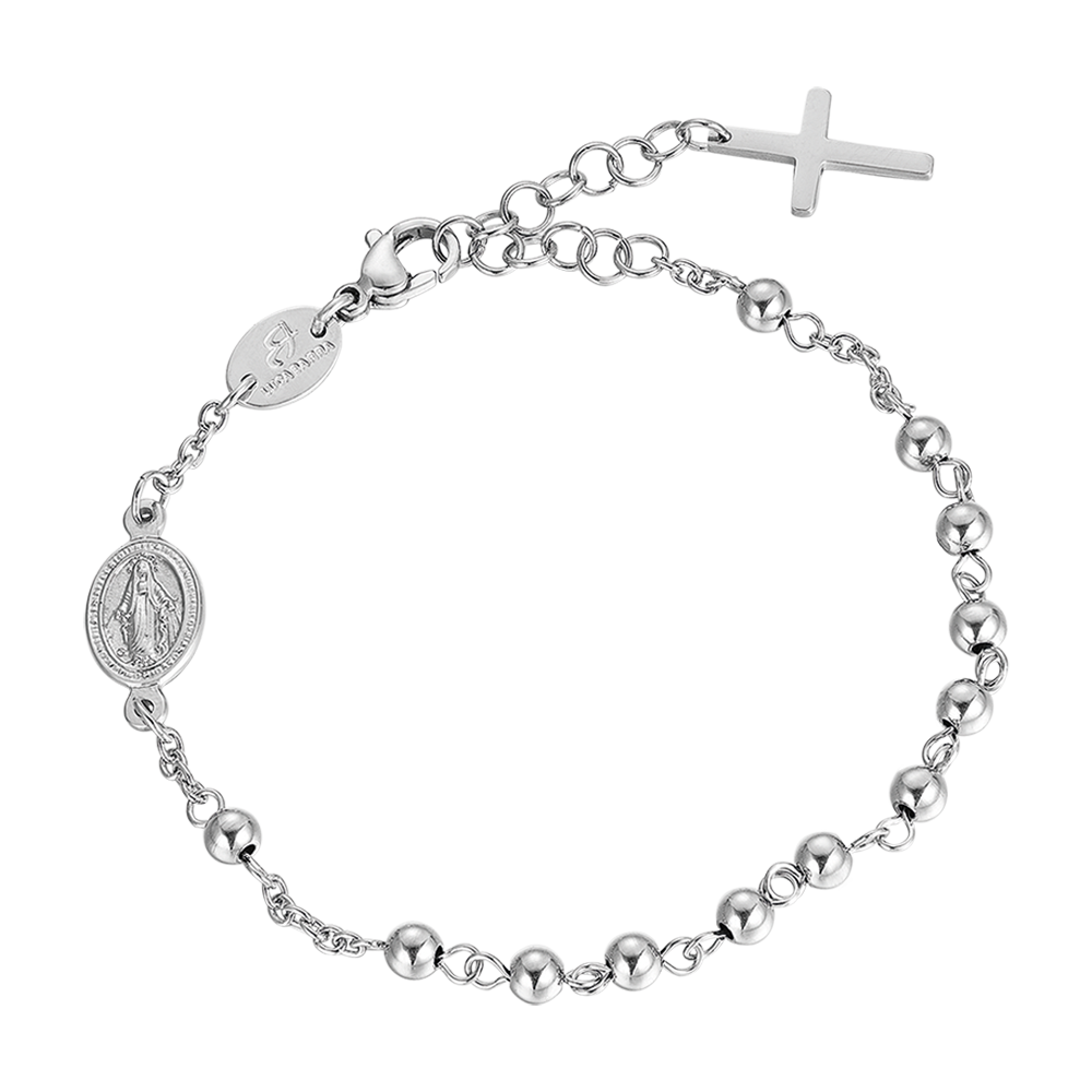 MEN'S ROSARY BRACELET IN STEEL WITH STEEL BONES Luca Barra