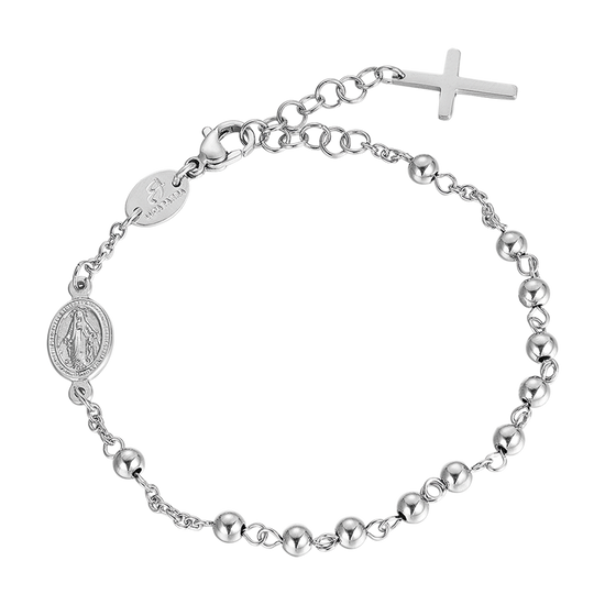 MEN'S STEEL ROSARY BRACELET WITH STEEL SPHERES