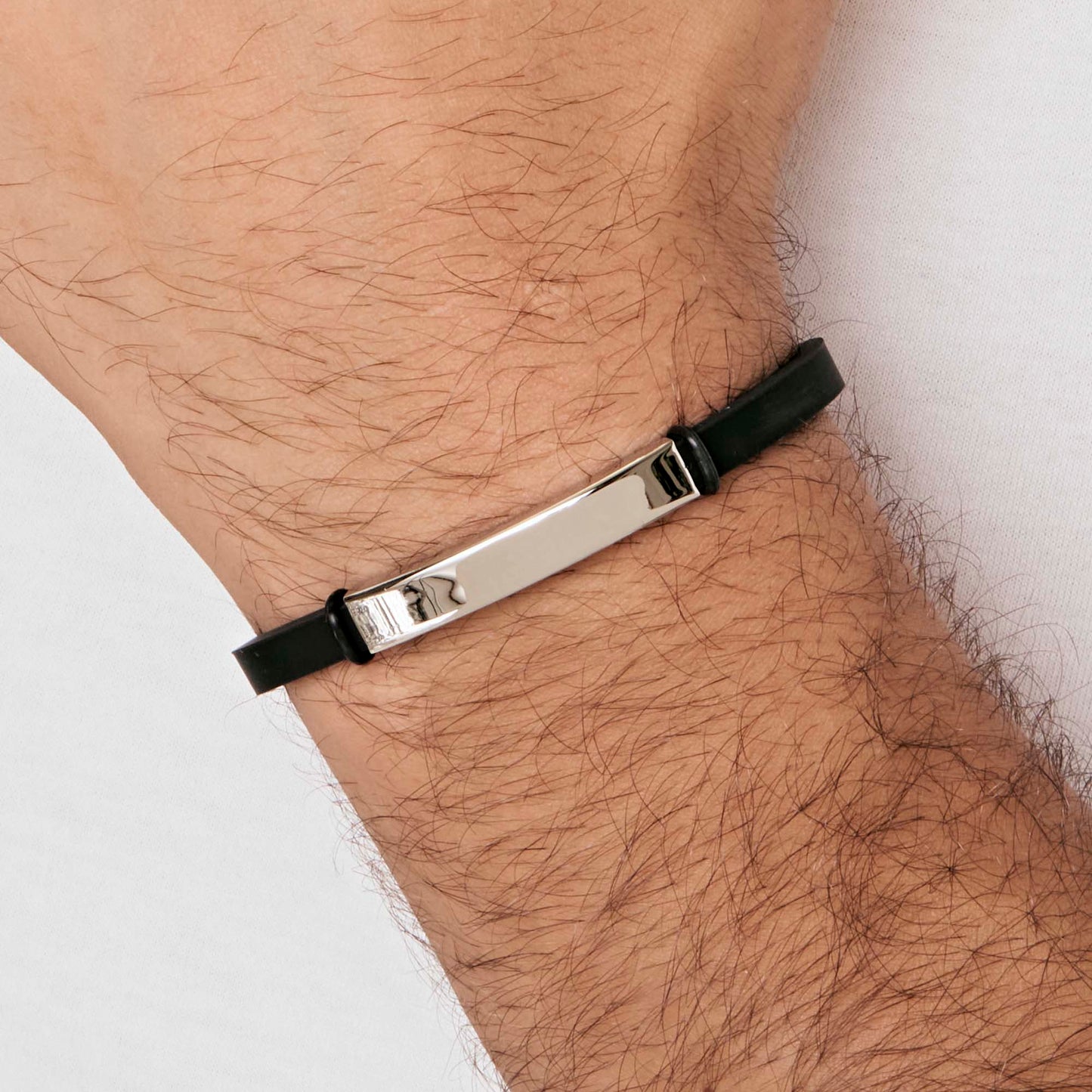 MEN'S SILICONE BRACELET WITH STEEL PLATE