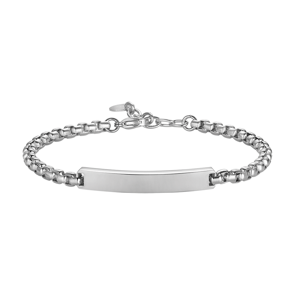 STEEL MEN'S BRACELET WITH CUSTOMIZABLE PLATE