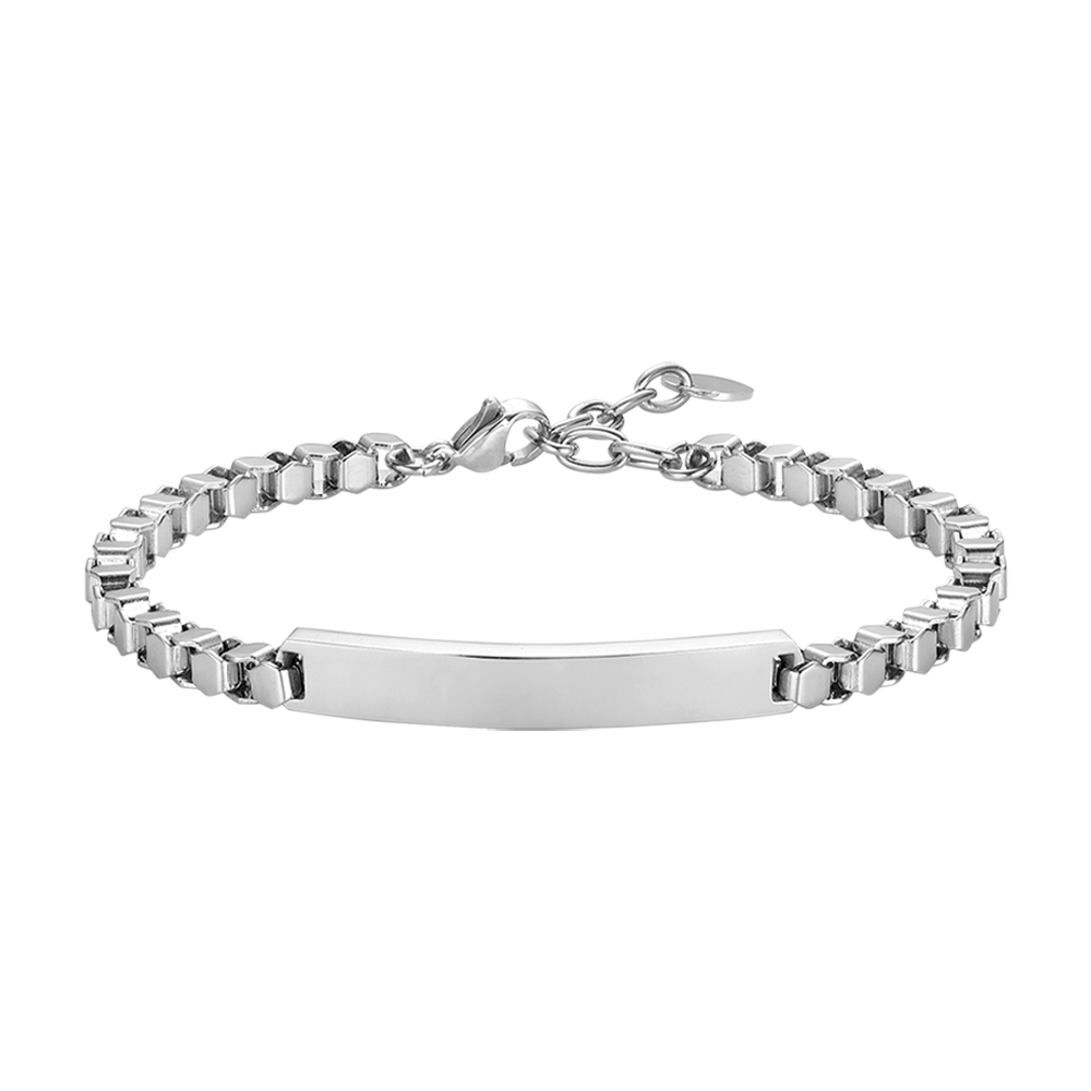 MEN'S STEEL BRACELET WITH CHAIN LINK PLATE