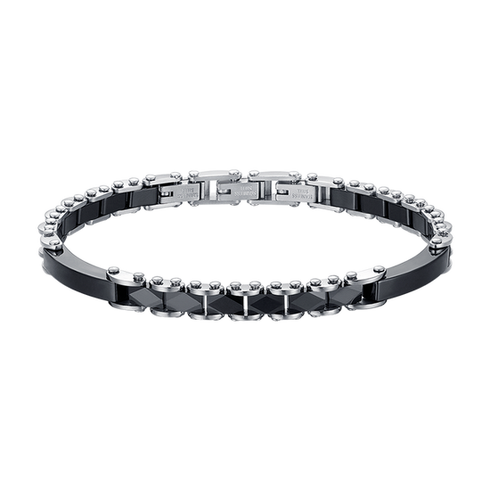 STEEL MEN'S BRACELET WITH CERAMIC ELEMENTS