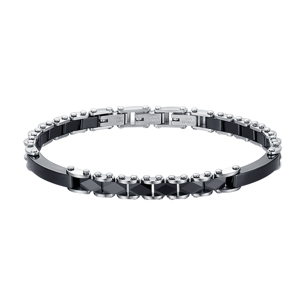 STEEL MEN'S BRACELET WITH CERAMIC ELEMENTS