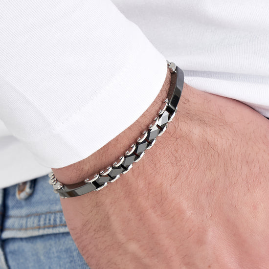 STEEL MEN'S BRACELET WITH CERAMIC ELEMENTS