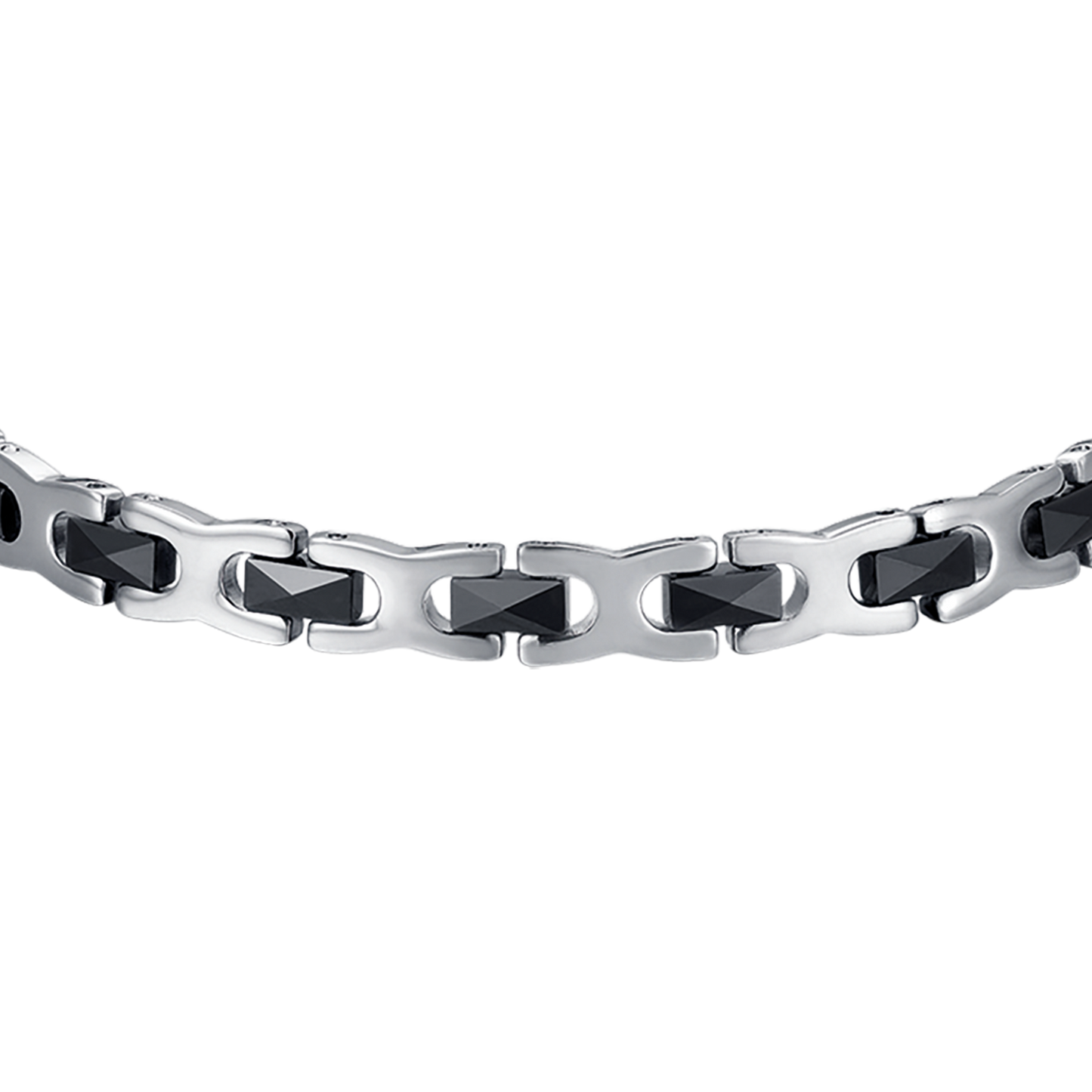 STEEL MEN'S BRACELET WITH BLACK CERAMIC ELEMENTS