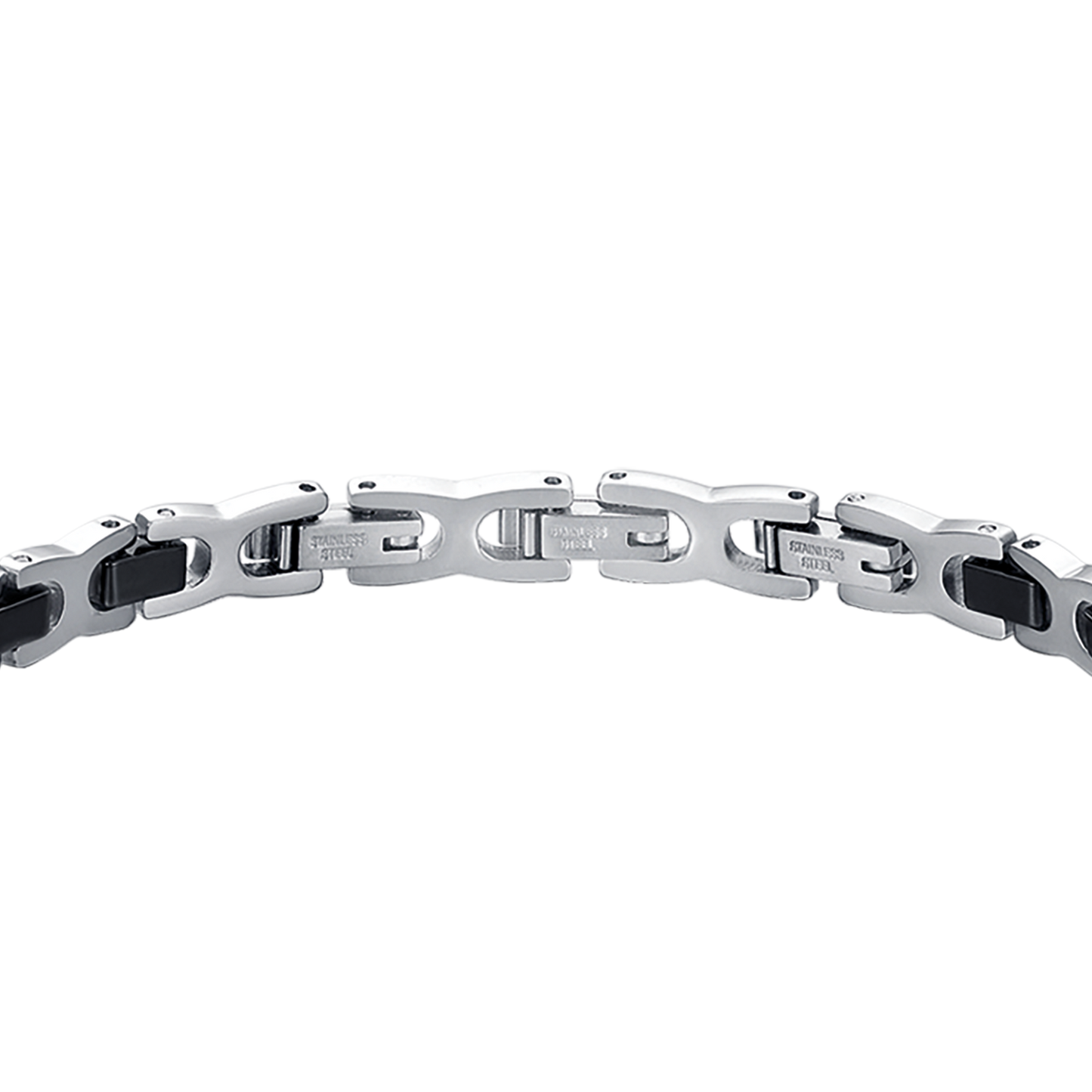 STEEL MEN'S BRACELET WITH BLACK CERAMIC ELEMENTS