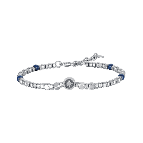 STEEL MEN'S BRACELET WITH LAPIS AND STAR