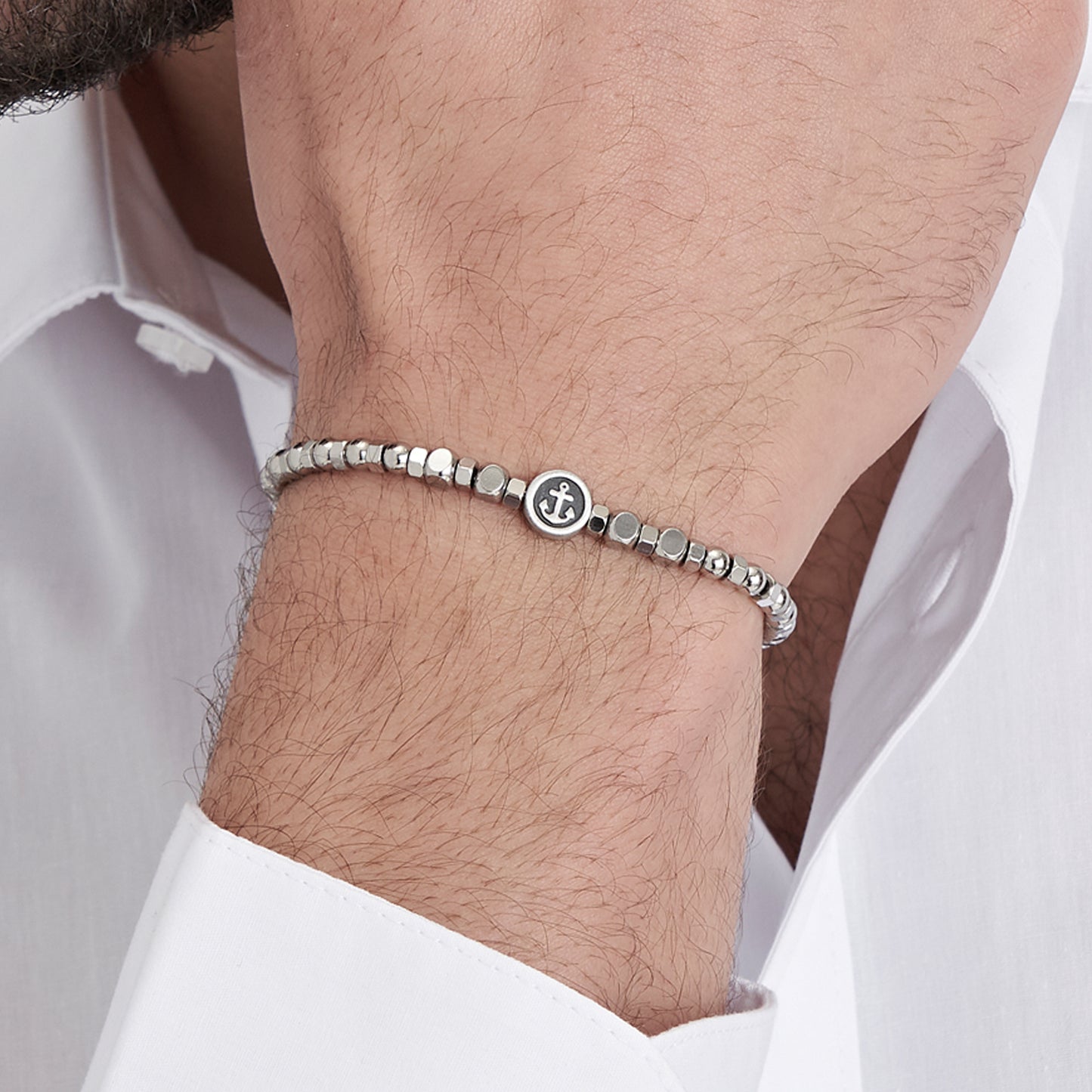 STEEL MEN'S BRACELET WITH ANCHOR ELEMENT