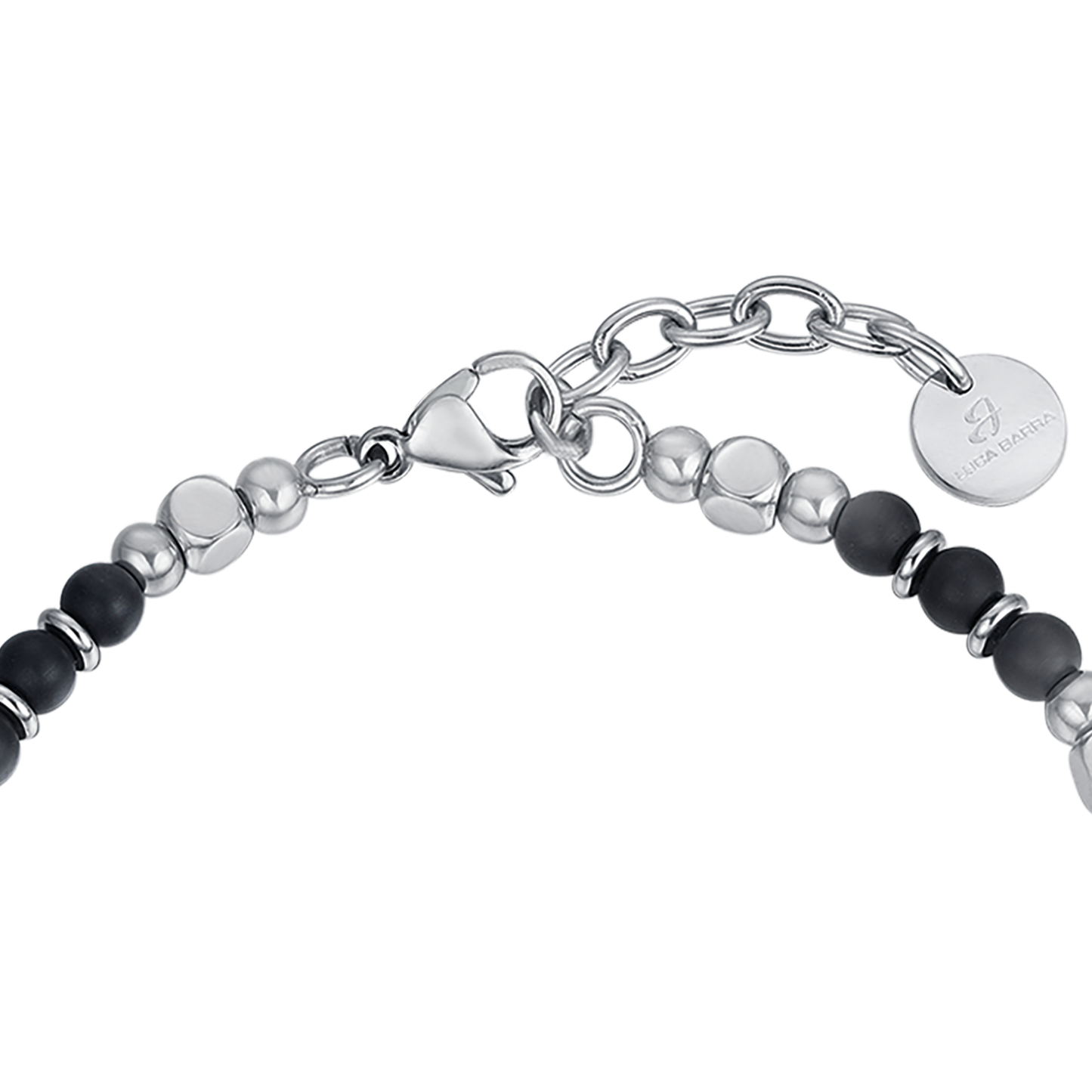 STEEL MEN'S BRACELET WITH BLACK AGATE STONES