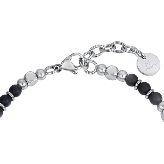 STEEL MEN'S BRACELET WITH BLACK AGATE STONES