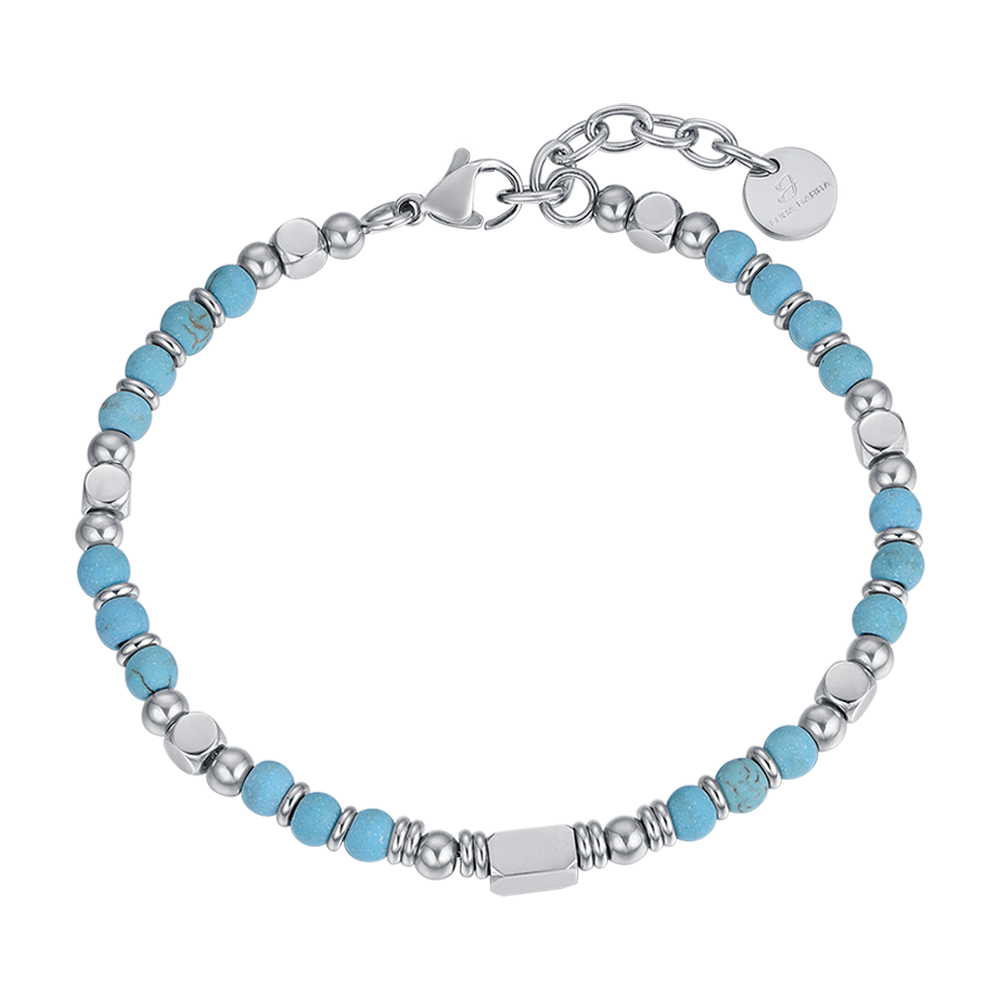 MEN'S STEEL BRACELET WITH TURQUOISE STONES AND STEEL Luca Barra