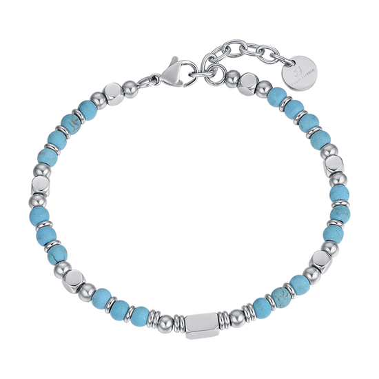 MEN'S STEEL BRACELET WITH TURQUOISE STONES AND STEEL Luca Barra