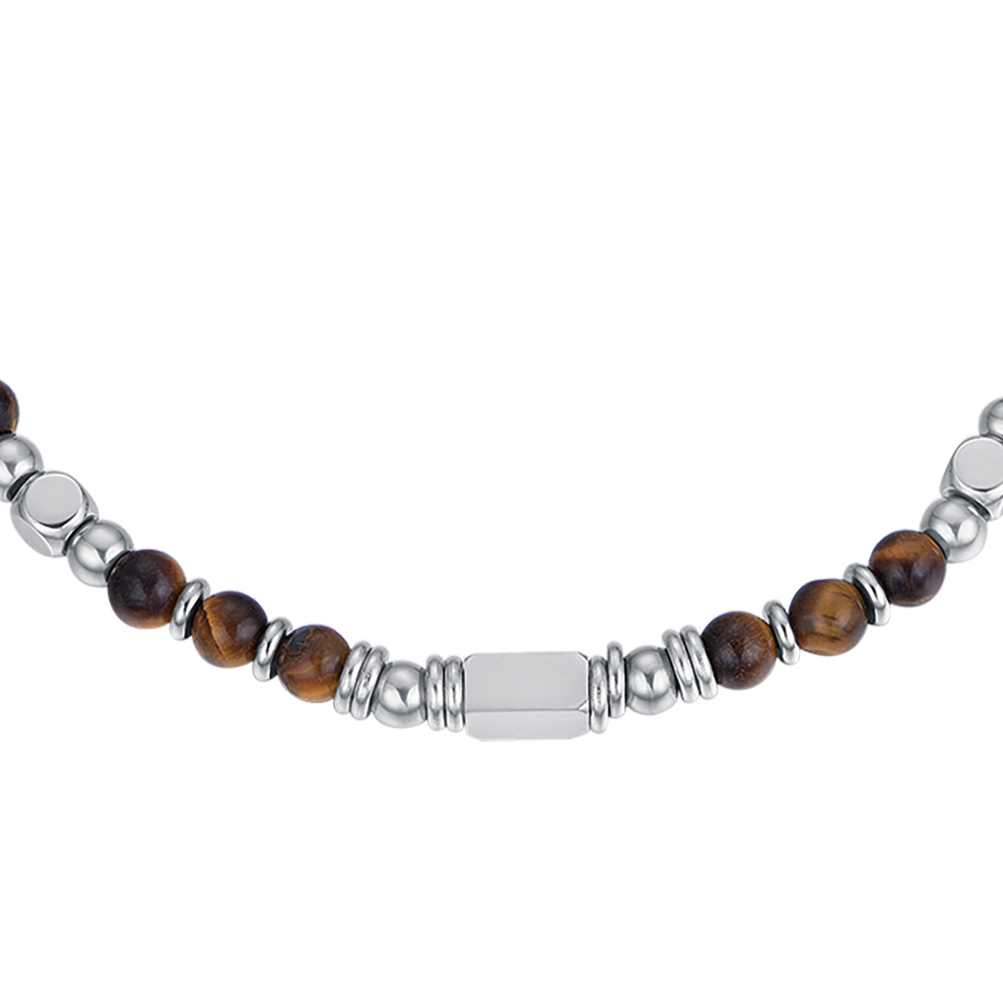 STEEL MEN'S BRACELET WITH BROWN TIGER EYE STONES