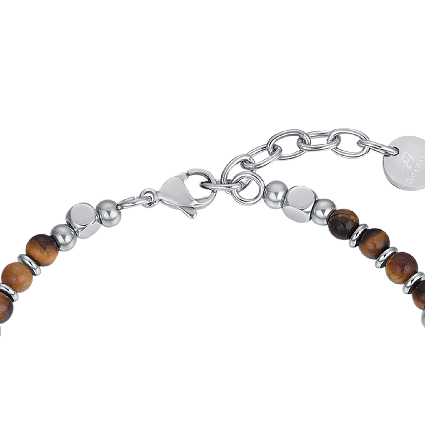 STEEL MEN'S BRACELET WITH BROWN TIGER EYE STONES