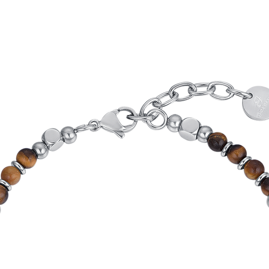 STEEL MEN'S BRACELET WITH BROWN TIGER EYE STONES