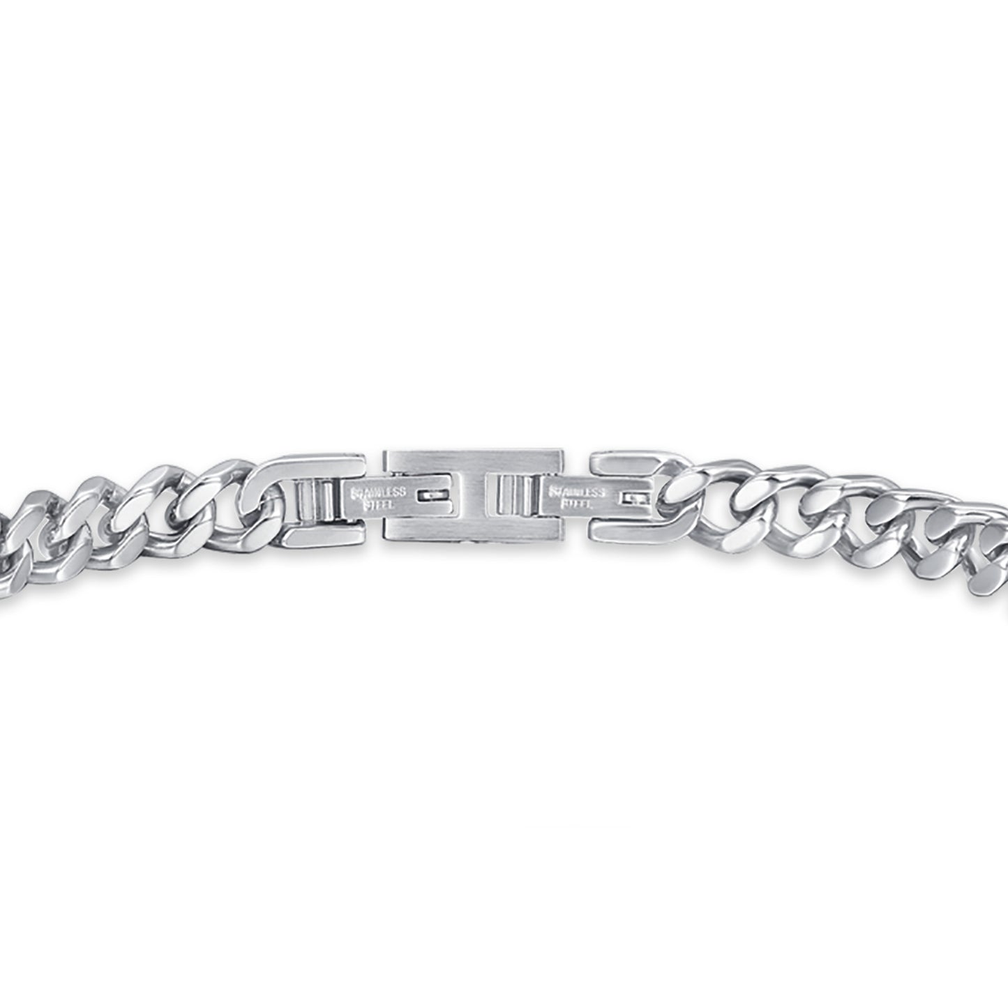 STEEL MEN'S BRACELET WITH PLATE AND WHITE CRYSTALS