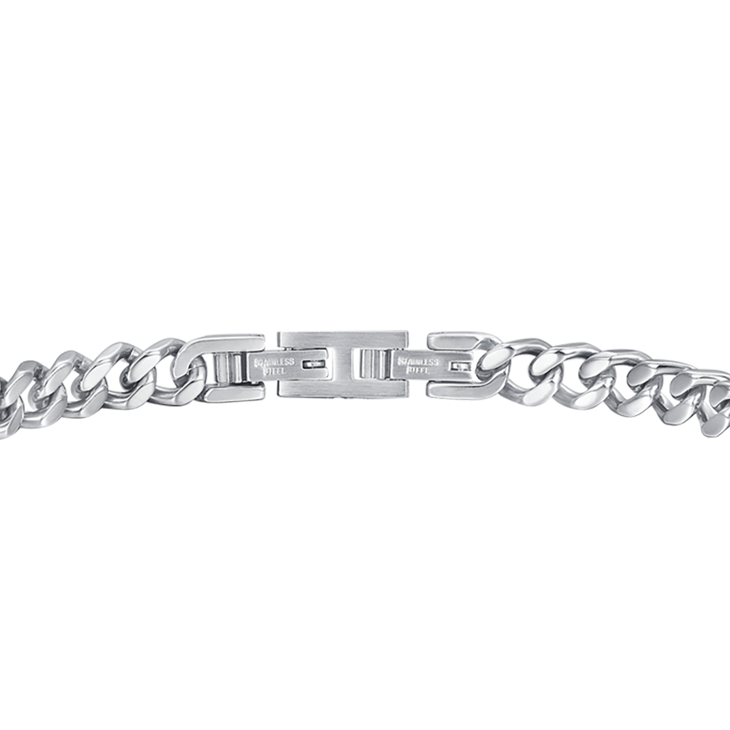 STEEL MEN'S BRACELET WITH PLATE AND WHITE CRYSTALS