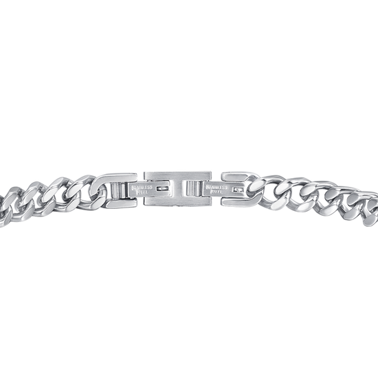 STEEL MEN'S BRACELET WITH PLATE AND WHITE CRYSTALS