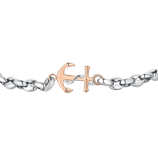 STEEL MEN'S BRACELET WITH IP ROSE ANCHOR