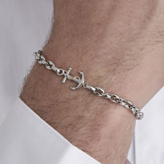 STEEL MEN'S BRACELET WITH ANCHOR